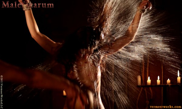 Amy Hesketh gets a bucket of water in her face in the movie Maleficarum.